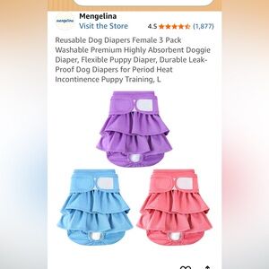 Ruffled Puppy Diapers in Pink and Blue size L (see photo measurements)